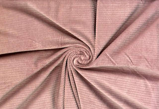 Soft corduroy-like knit fabric with plush ribbed texture and a velvety brushed surface for sewing projects ROSE WOOD
