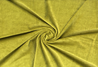 Soft corduroy-like knit fabric with plush ribbed texture and a velvety brushed surface for sewing projects AVOCADO