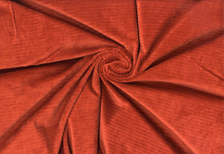 Soft corduroy-like knit fabric with plush ribbed texture and a velvety brushed surface for sewing projects COGNAC