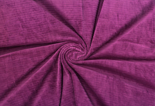 Soft corduroy-like knit fabric with plush ribbed texture and a velvety brushed surface for sewing projects VIOLET