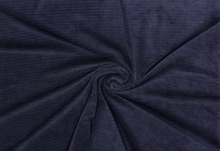 Soft corduroy-like knit fabric with plush ribbed texture and a velvety brushed surface for sewing projects NAVY