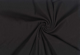 Skinny rib 4x2 jersey with textured soft ridges and bodycon stretch for shaping fitted fashion projects BLACK