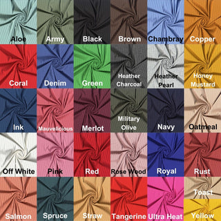 Soft ribbed jersey knit with a 10x4 rib pattern, plush textured surface, and four-way stretch