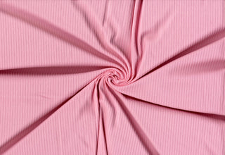 Soft 4x2 brushed rib knit fabric with plush ridges and flexible four-way stretch for sewing and crafts PINK