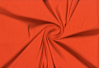 Soft ribbed 2x1 knit fabric with plush brushed texture and flexible 4-way stretch for sewing projects ORANGE
