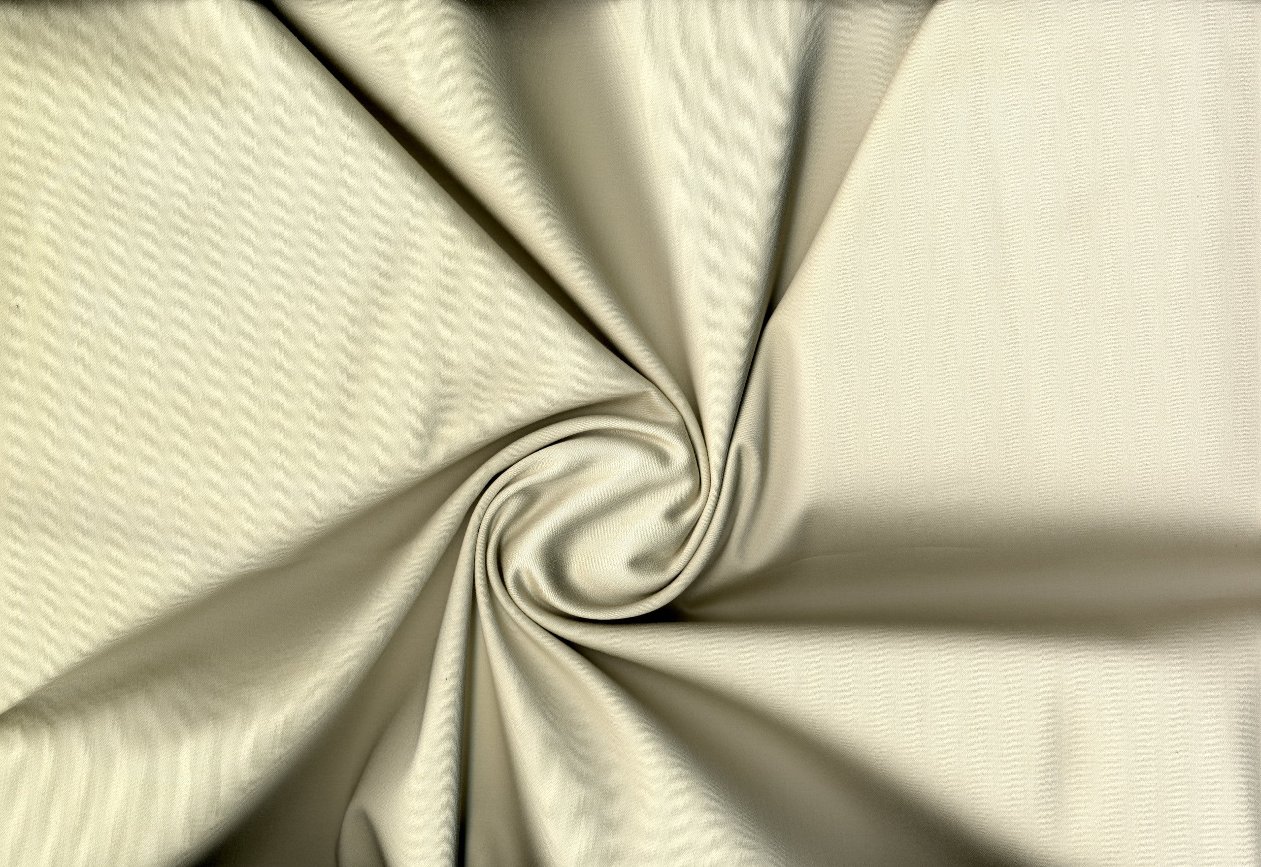 Luxurious heavy cotton sateen weave offering soft drape, crisp structure, and flexible stretch OYSTER