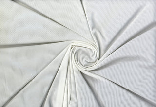 Power mesh spandex stretch knit fabric with sheer structure and 4 way stretch for apparel and dancewear OFF WHITE