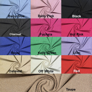 Soft ribbed knit texture with structured ridges and flexible 4-way stretch for apparel and crafts