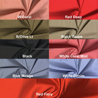 Smooth poplin weave with gentle stretch and minimal surface variation for tailored looks